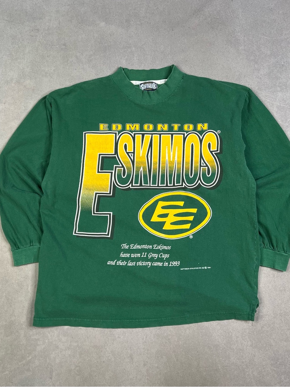Vintage Edmonton Eskimos Green & Yellow Long Sleeve Shirt